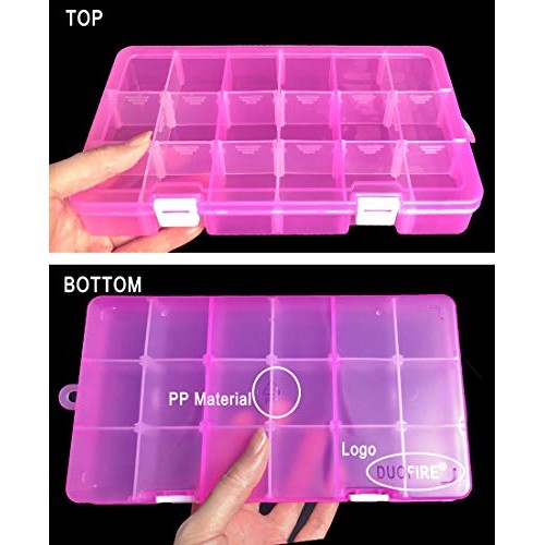 DUOFIRE Plastic Organizer Container Storage Box Adjustable Divider...