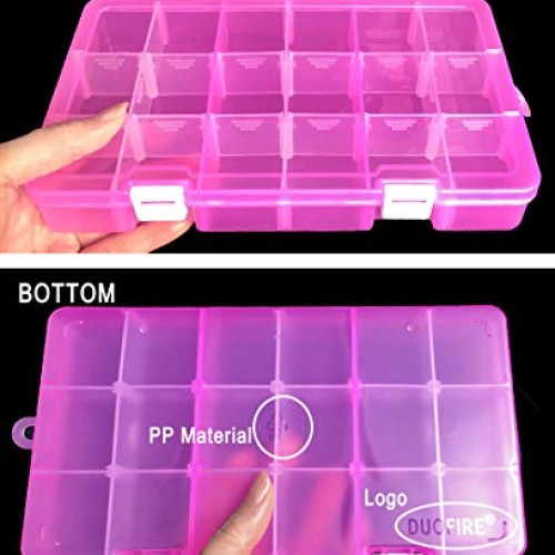 DUOFIRE Plastic Organizer Container Storage Box Adjustable Divider...