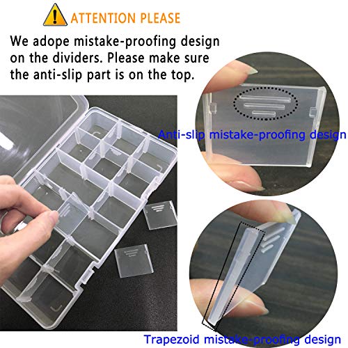DUOFIRE Plastic Organizer Container Storage Box Adjustable Divider...