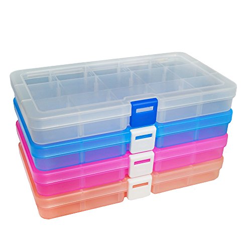 DUOFIRE Plastic Organizer Container Storage Box Adjustable Divider...