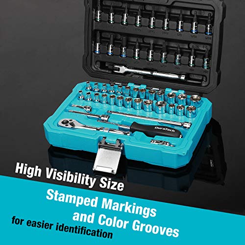 DURATECH 51-Piece Socket Set, 1/4 Drive Standard and Bit Sockets ...