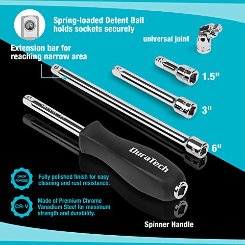 DURATECH 51-Piece Socket Set, 1/4 Drive Standard and Bit Sockets ...