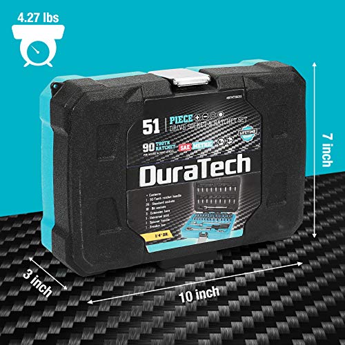 DURATECH 51-Piece Socket Set, 1/4 Drive Standard and Bit Sockets ...