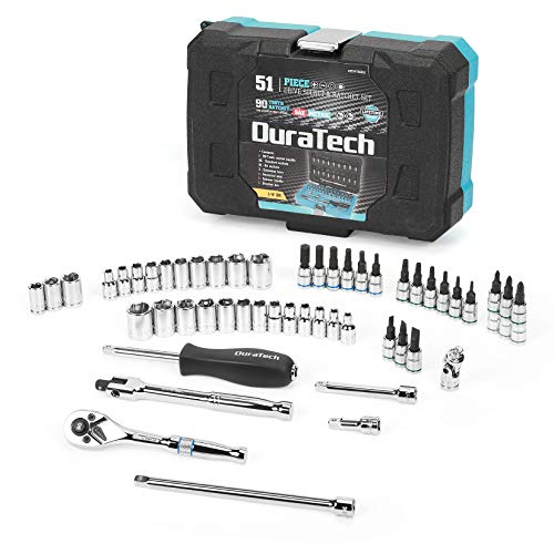 DURATECH 51-Piece Socket Set, 1/4 Drive Standard and Bit Sockets ...