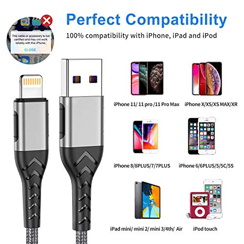 iPhone Charger, Apple MFi Certified 3Pack 10FT USB A Cable for L...