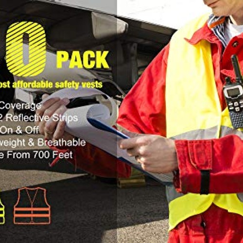 10 Pack High Visibility Safety Vest for Traffic Work, Running, Sur...