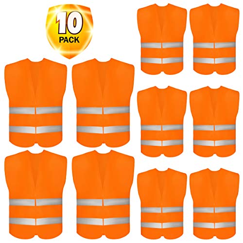 10 Pack High Visibility Safety Vest for Traffic Work, Running, Sur...