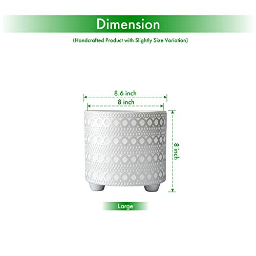 8 Inch Modern Design Ceramic Plants Pot with Drainage Hole, Silver...