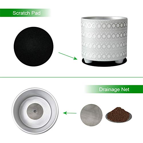 8 Inch Modern Design Ceramic Plants Pot with Drainage Hole, Silver...