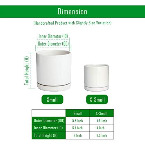 Plant Pots Set, 4.3 Inch & 6 Inch Ceramic Planter Pot for Plants w...