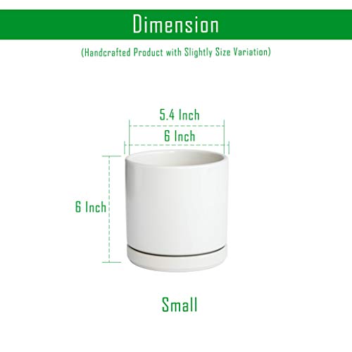 Set of 2 Plants Pot, 6 Inch Ceramic Planter Pot for Plants with Dr...