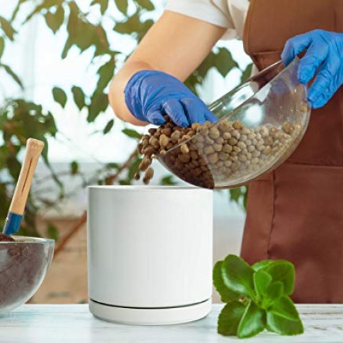 Set of 2 Plants Pot, 6 Inch Ceramic Planter Pot for Plants with Dr...