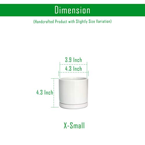Set of 4 Small Succulent Plant Pots, 4.3 Inch Ceramic Planter Pot ...