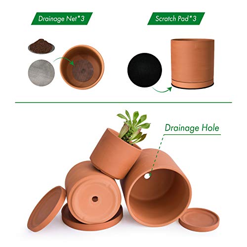 Terracotta Pots for Plants, 4.2 Inch 5.3 Inch 6.5 Inch, Succulent ...