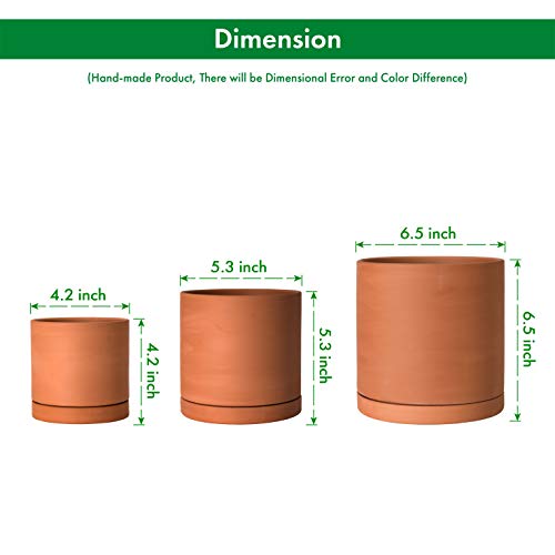 Terracotta Pots for Plants, 4.2 Inch 5.3 Inch 6.5 Inch, Succulent ...