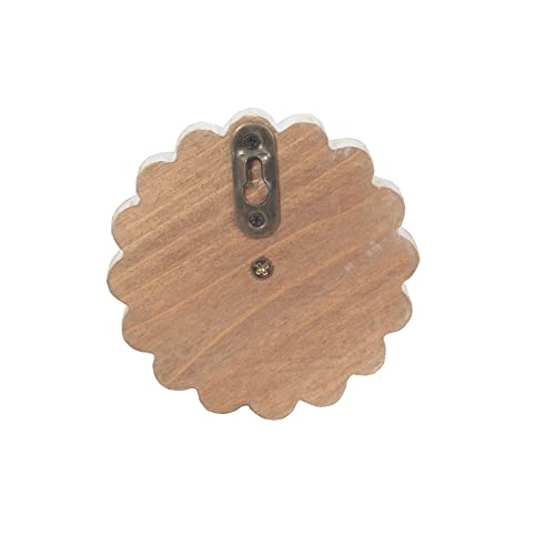 dwellington Distress Wood Flower Coat Hooks for Wall Hanging, Sing...