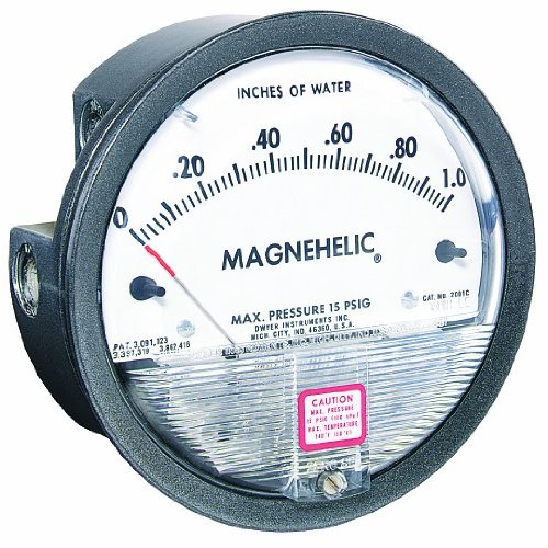 Dwyer Magnehelic Series 2000 Differential Pressure Gauge, Range 0-...