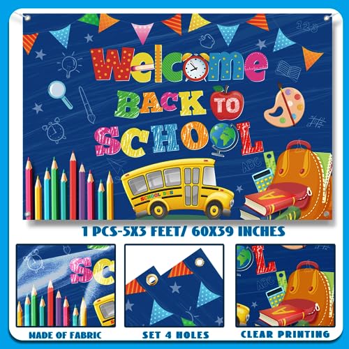 Back to School Backdrop,Welcome Back to School Supplies First Day ...