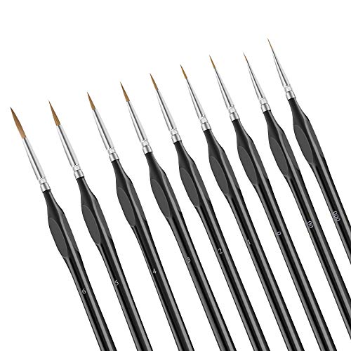 Dylviw 9 Pieces Fine Tip Detail Painting Brushes Miniature Paint B...