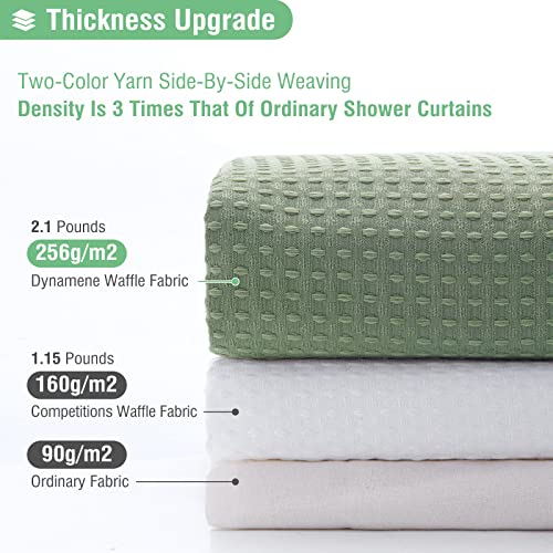 Dynamene Sage Green Shower Curtain - Waffle Textured Heavy Duty Th...