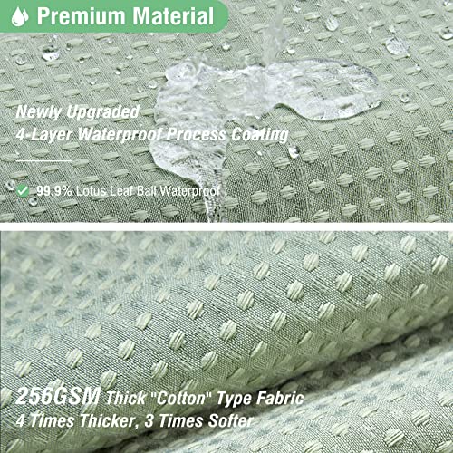 Dynamene Sage Green Shower Curtain - Waffle Textured Heavy Duty Th...