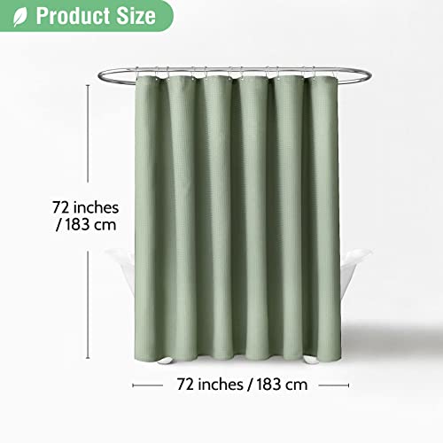Dynamene Sage Green Shower Curtain - Waffle Textured Heavy Duty Th...