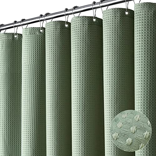 Dynamene Sage Green Shower Curtain - Waffle Textured Heavy Duty Th...