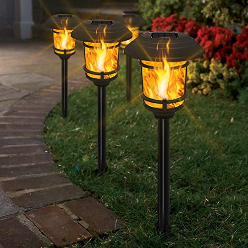 Dynaming 6 Pack Solar Flame Pathway Lights Outdoor, Flickering Fla...