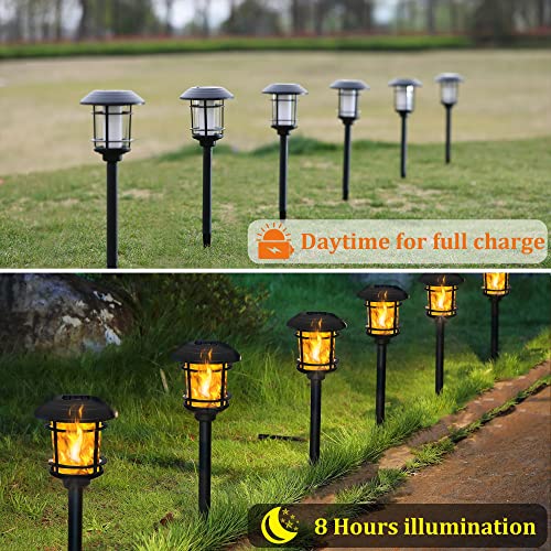 Dynaming 6 Pack Solar Flame Pathway Lights Outdoor, Flickering Fla...
