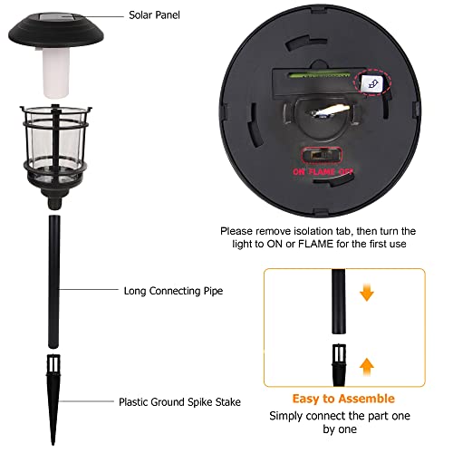 Dynaming 6 Pack Solar Flame Pathway Lights Outdoor, Flickering Fla...