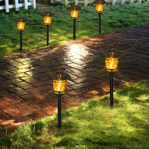 Dynaming 6 Pack Solar Flame Pathway Lights Outdoor, Flickering Fla...