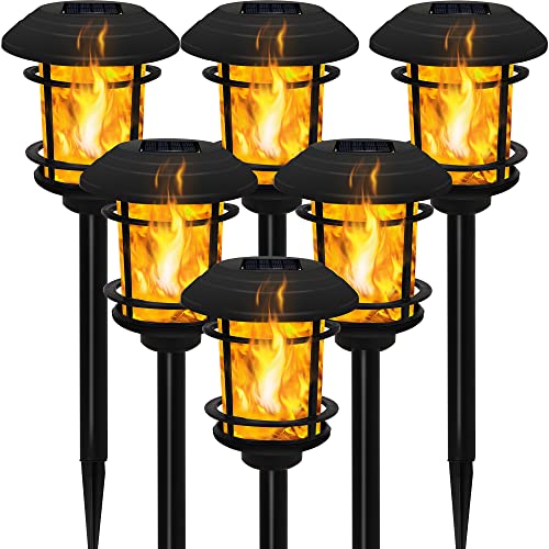 Dynaming 6 Pack Solar Flame Pathway Lights Outdoor, Flickering Fla...