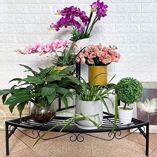 3 Tier Plant Stand Flower Pot Rack Quarter Round Plant Corner Shel...