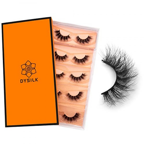 DYSILK 5 Pairs 6D Lashes Faux Mink Eyelashes Wispy Fluffy Natural ...