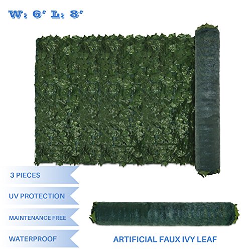 E&K Sunrise 6 x 8 Faux Ivy Privacy Fence Screen with Mesh Back-A...