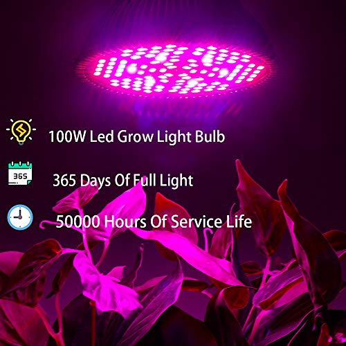 100W Grow Light Bulb h LED Plant Light with Aluminum Cover E26 E27...