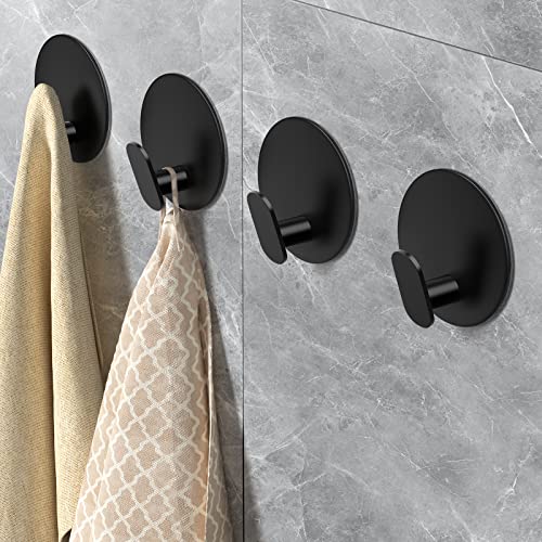 EAGMAK Towel Hooks for Bathroom, 4 Pack Adhesive Hooks, SUS304 Sta...