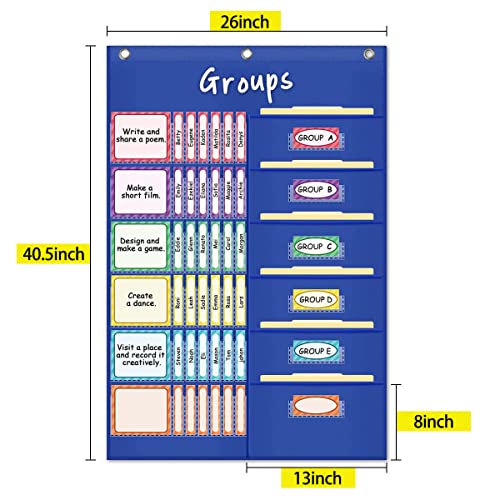 Eamay Small Group Management Pocket Chart with 84 Cards to Keep Sm...