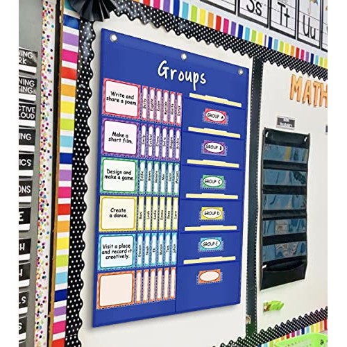 Eamay Small Group Management Pocket Chart with 84 Cards to Keep Sm...
