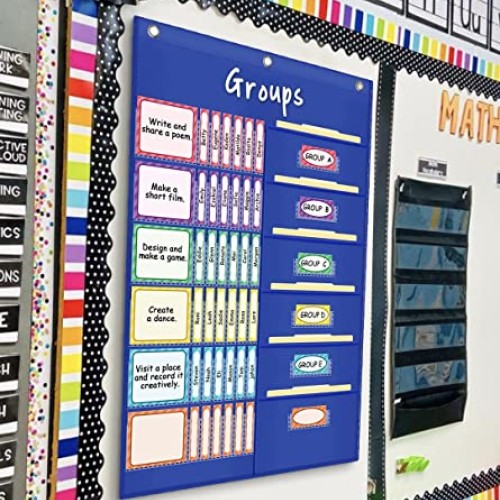 Eamay Small Group Management Pocket Chart with 84 Cards to Keep Sm...