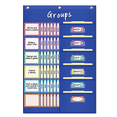 Eamay Small Group Management Pocket Chart with 84 Cards to Keep Sm...