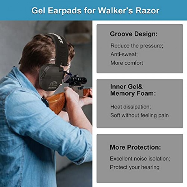 Gel Ear Pads for Walkers Razor Earmuffs Gel Seals Gel Ear Cushion...