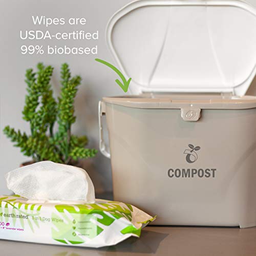 Earth Rated Dog Wipes, 400 Plant-Based and Compostable Wipes for D...