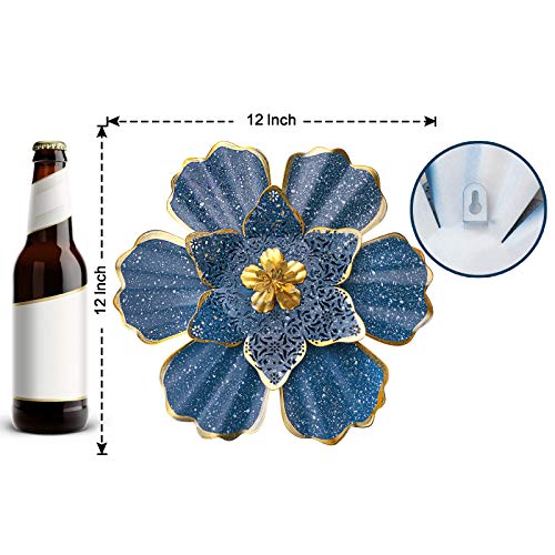 EASICUTI Blue Metal Flower Wall Decor Boho Metal Wall Art Decorati...
