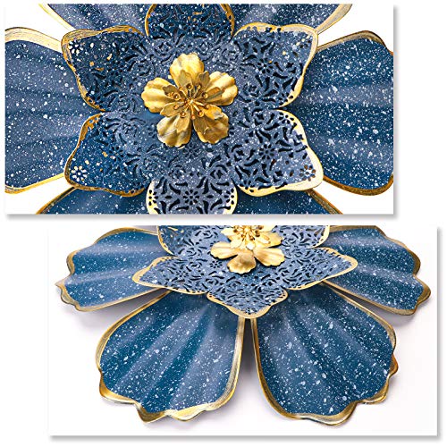 EASICUTI Blue Metal Flower Wall Decor Boho Metal Wall Art Decorati...