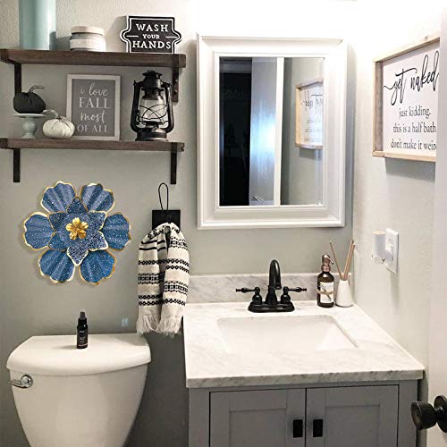 EASICUTI Blue Metal Flower Wall Decor Boho Metal Wall Art Decorati...
