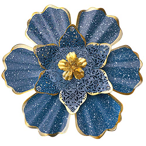 EASICUTI Blue Metal Flower Wall Decor Boho Metal Wall Art Decorati...