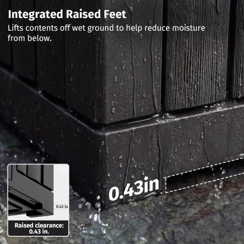 EAST OAK 31 Gallon Outdoor Storage Box, Waterproof Deck UV-Resistant Resin Bin for Patio Cushions, Garden Tools, Accessories & Package, Lockable Wind-Resistant Lid, Steel-Reinforced, Black