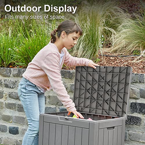 EAST OAK Deck Box, 31 Gallon Indoor and Outdoor Storage Box with P...