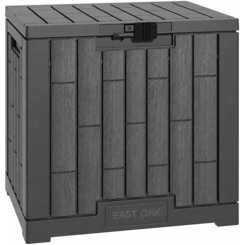 EAST OAK Outdoor Storage Box, 31 Gallon Deck Box for Patio Cushions, Pool Accessories & Garden Tools, Waterproof Resin Storage Container, Ash Grey